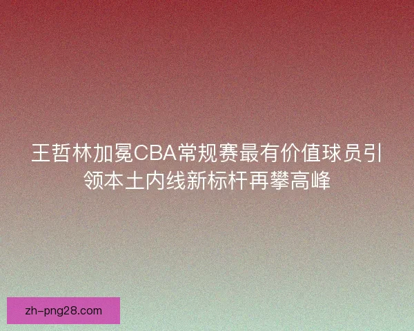 王哲林加冕CBA常规赛最有价值球员引领本土内线新标杆再攀高峰 王哲林加冕CBA常规赛最有价值球员引领本土内线新标杆再攀高峰