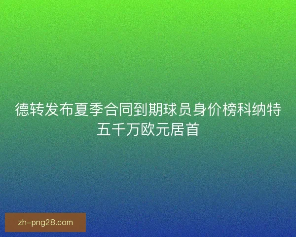 德转发布夏季合同到期球员身价榜科纳特五千万欧元居首